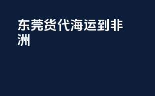 东莞货代海运到非洲