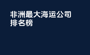 非洲最大海运公司排名榜