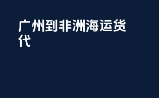 广州到非洲海运货代