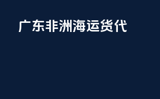 广东非洲海运货代