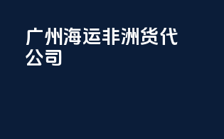 广州海运非洲货代公司