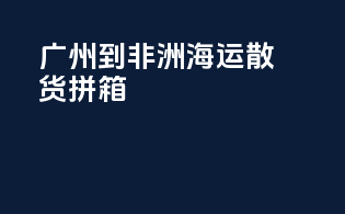 广州到非洲海运散货拼箱