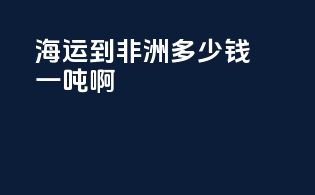 海运到非洲多少钱一吨啊