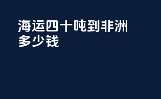 海运四十吨到非洲多少钱