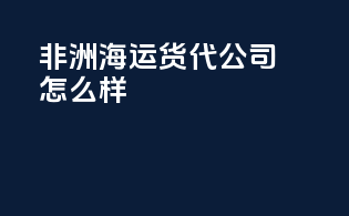 非洲海运货代公司怎么样