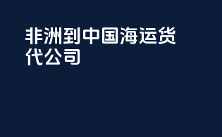 非洲到中国海运货代公司
