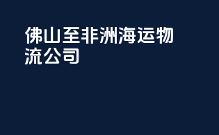 佛山至非洲海运物流公司