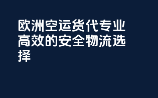 欧洲空运货代：专业高效的安全物流选择