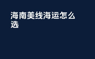 海南美线海运怎么选