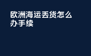 欧洲海运丢货怎么办手续