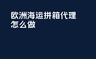 欧洲海运拼箱代理怎么做