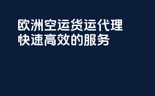 欧洲空运货运代理，快速高效的服务