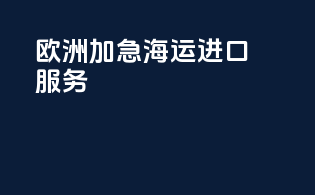 欧洲加急海运进口服务