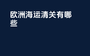 欧洲海运清关有哪些