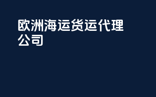 欧洲海运货运代理公司