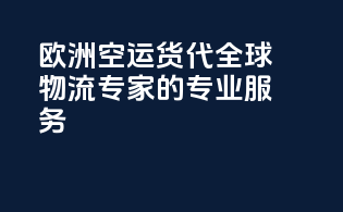 欧洲空运货代：全球物流专家的专业服务