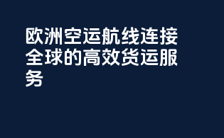 欧洲空运航线：连接全球的高效货运服务
