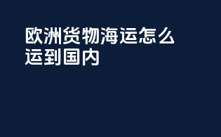 欧洲货物海运怎么运到国内