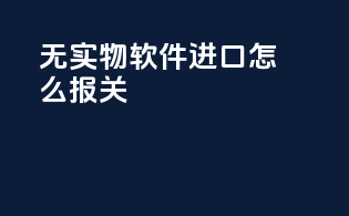 无实物软件进口怎么报关