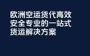 欧洲空运货代：高效安全专业的一站式货运解决方案