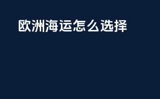 欧洲海运怎么选择