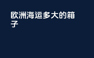 欧洲海运多大的箱子