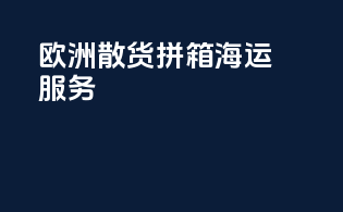 欧洲散货拼箱海运服务
