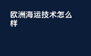 欧洲海运技术怎么样