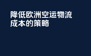 降低欧洲空运物流成本的策略