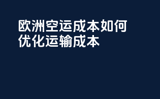 欧洲空运成本：如何优化运输成本