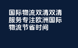 国际物流双清，双清服务，专注欧洲国际物流，节省时间