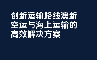 创新运输路线：澳新空运与海上运输的高效解决方案