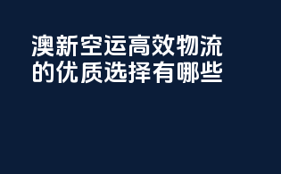 澳新空运高效物流的优质选择有哪些？