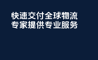 快速交付，全球物流专家提供专业服务
