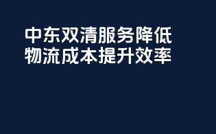 中东双清服务，降低物流成本，提升效率