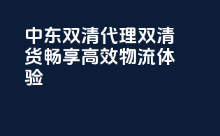 中东双清代理，双清货畅享高效物流体验