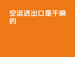 空运进出口是干嘛的