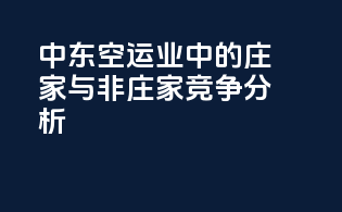 中东空运业中的庄家与非庄家竞争分析