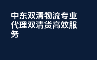 中东双清物流，专业代理，双清货，高效服务