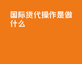 国际货代操作是做什么