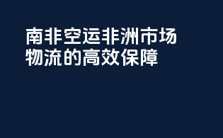 南非空运：非洲市场物流的高效保障