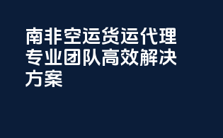 南非FBA空运货运代理：专业团队，高效解决方案