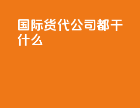 国际货代公司都干什么