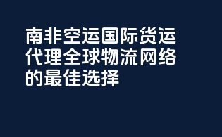 南非空运国际货运代理：全球物流网络的最佳选择
