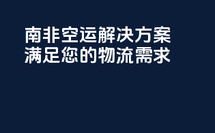 南非空运解决方案——满足您的物流需求