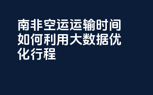 南非空运运输时间：如何利用大数据优化行程
