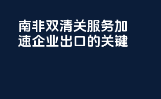 南非双清关服务：加速企业出口的关键