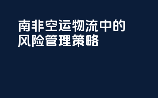 南非空运物流中的风险管理策略