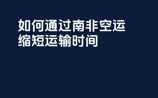 如何通过南非空运缩短运输时间