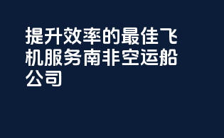 提升效率的最佳飞机服务南非空运船公司